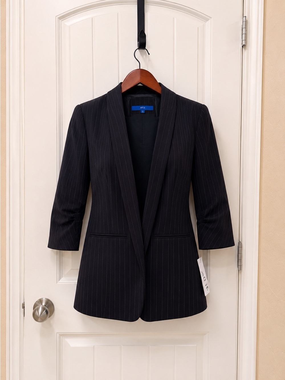 APT. 9 Women’s Small Pinstripe Open Front Blazer Jacket NWT Black White